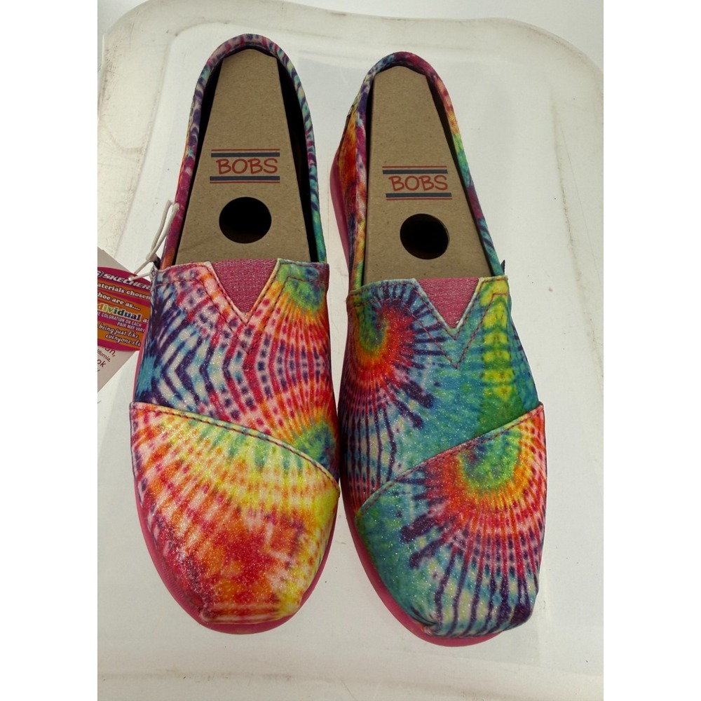 Skechers BOBS World III Shimmer N Shake Tie Dye Slip On Shoes Girls Size 6 Deta